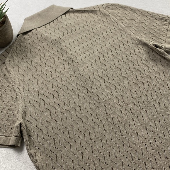 Suitsupply Cotton Silk Semi Sheer Lace Knit Short Sleeve Button Up Polo Cardigan - Picture 4 of 14